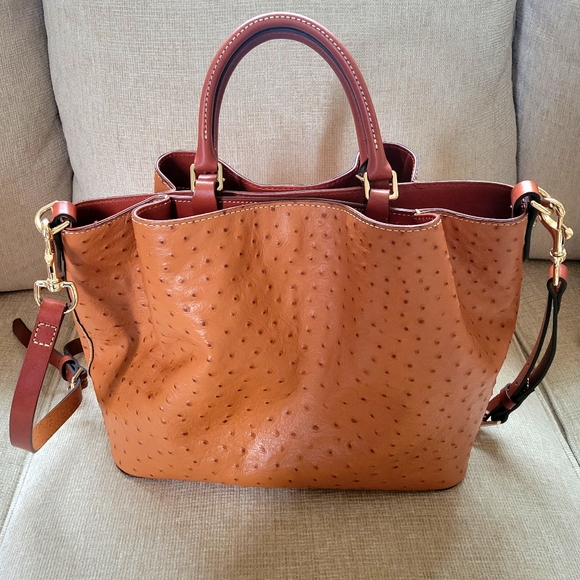 Dooney and Bourke Ostrich Large Barlow Bag - Caramel - Picture 2 of 13